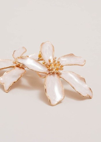 Phase Eight Enamel Oversized Flower Stud Jewellery White Canada | DTKULI-178